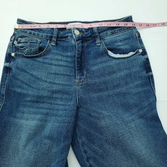 NWOT Judy Blue Womens Wide Leg Crop Stretchy Blue Jeans Raw Hem Size 9/29 - Picture 11 of 13